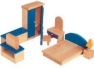 Juego Dormitorio 1 Miniatura Madera 9 Pzs. Azul 02217